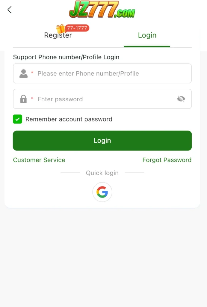JZ777 Login Process