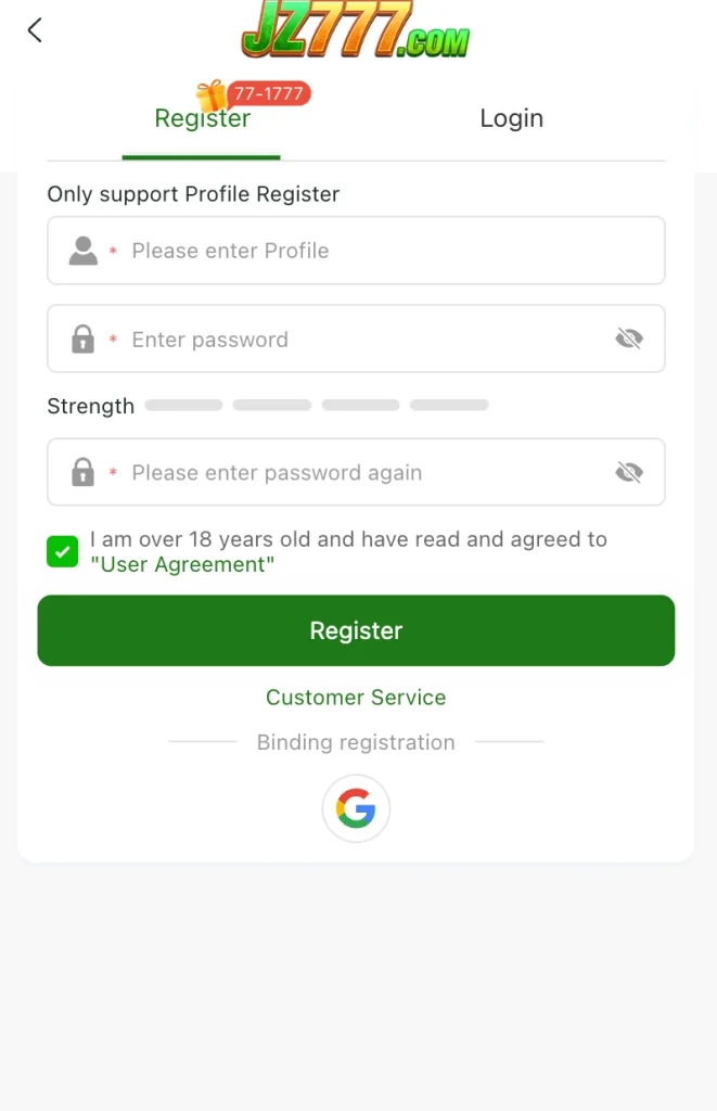 JZ777 Registration Process